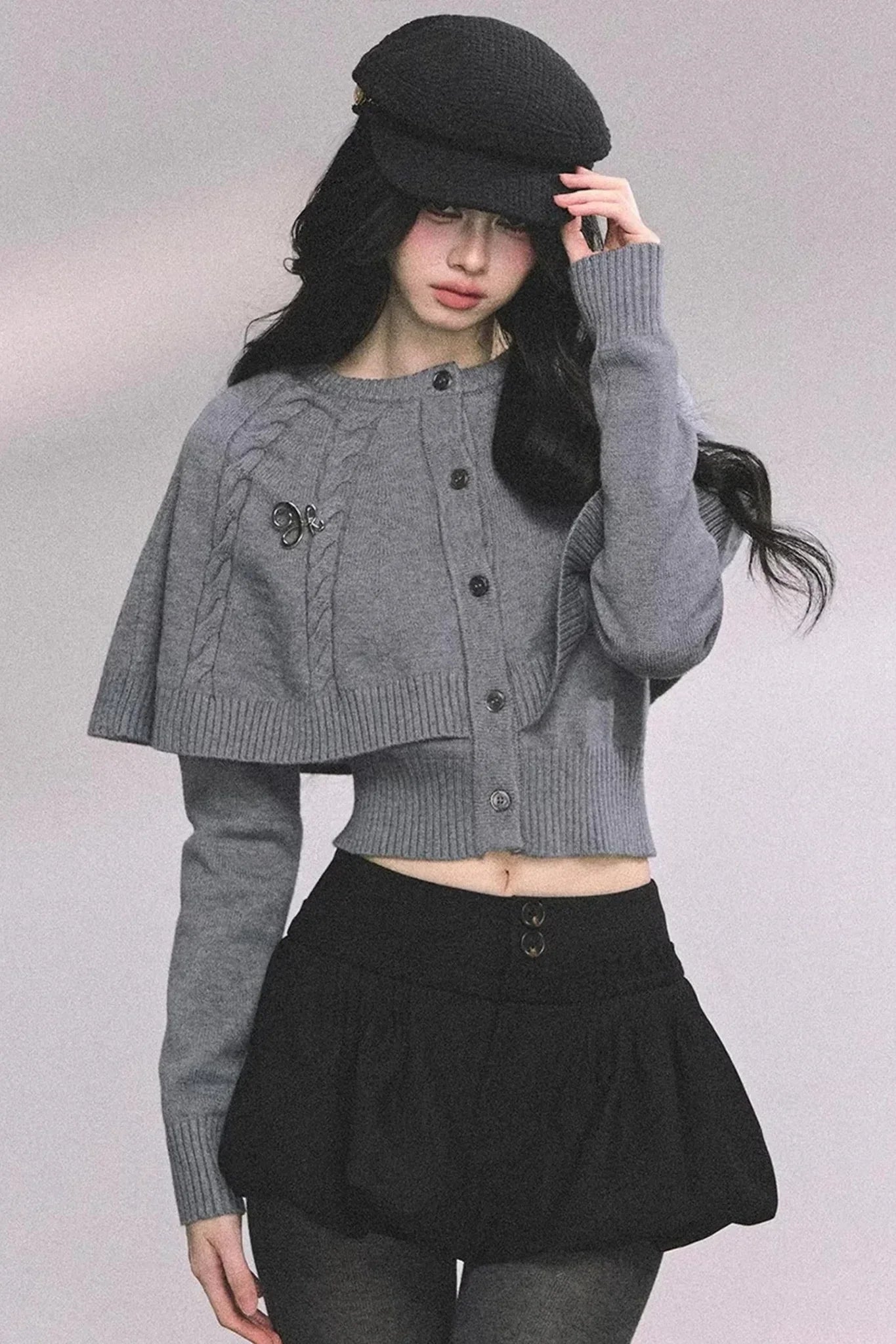 Cable Knit Cape Sweater
