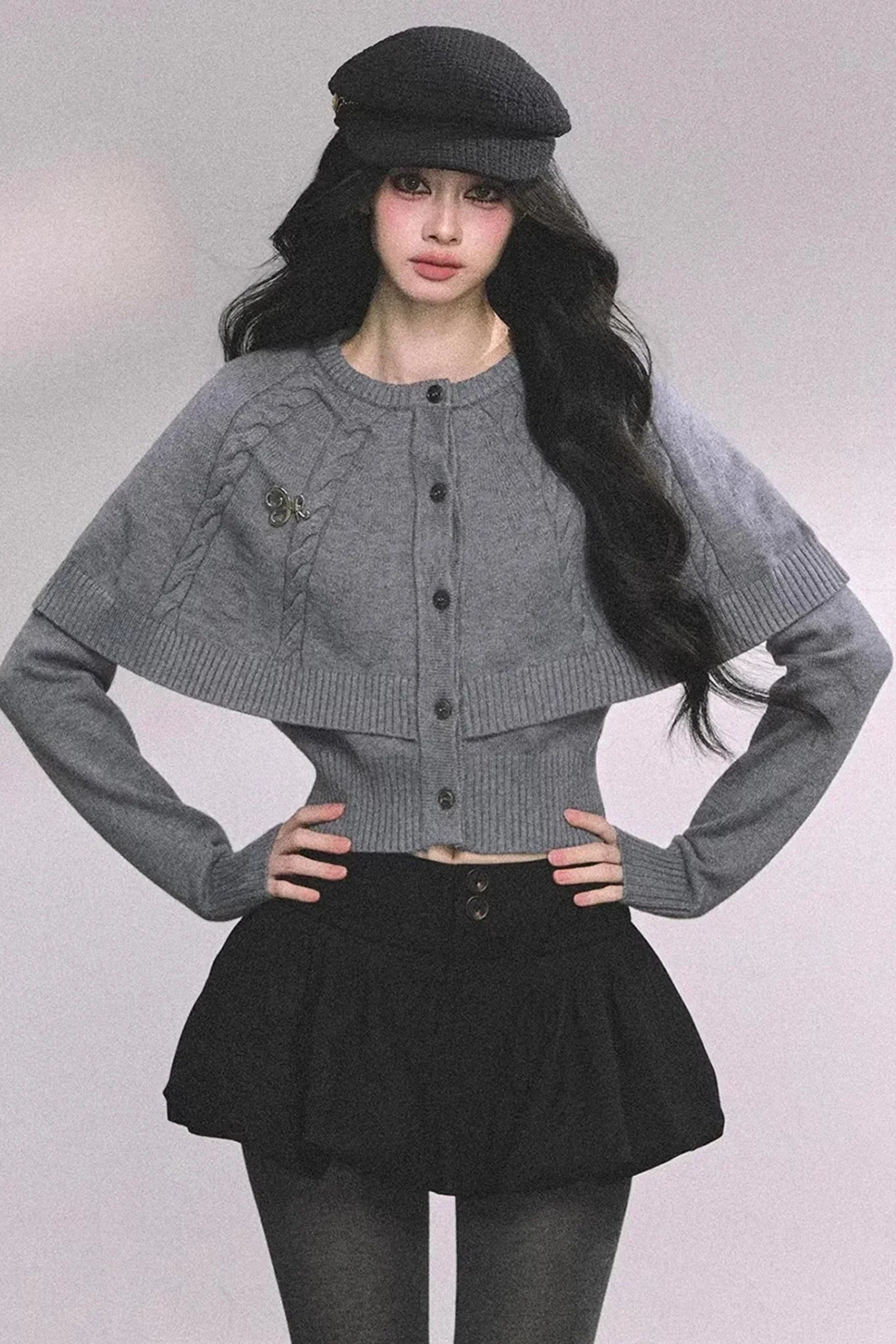Cable Knit Cape Sweater
