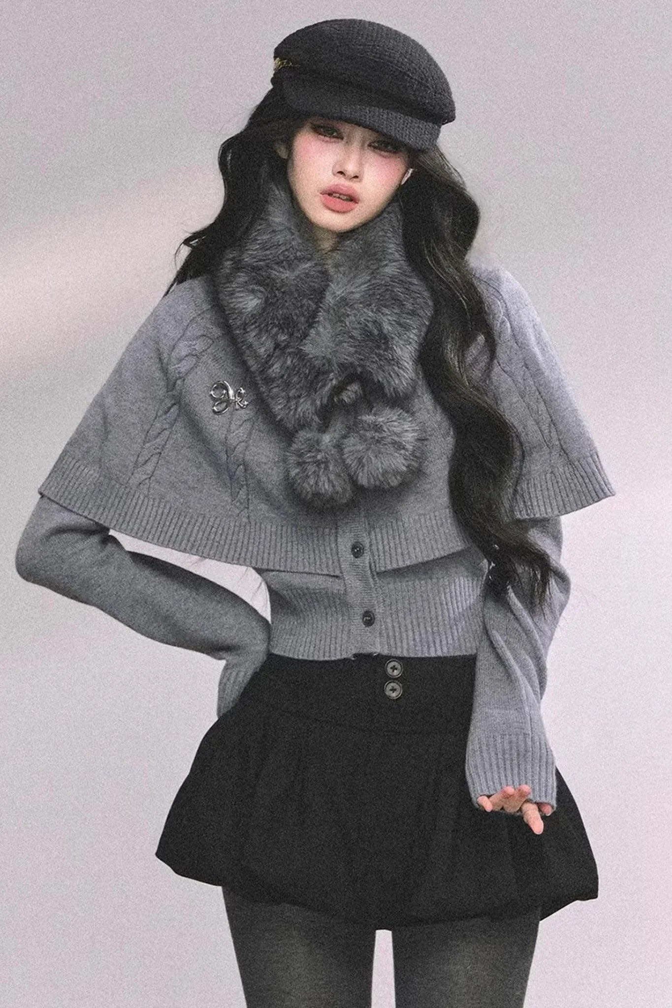Cable Knit Cape Sweater