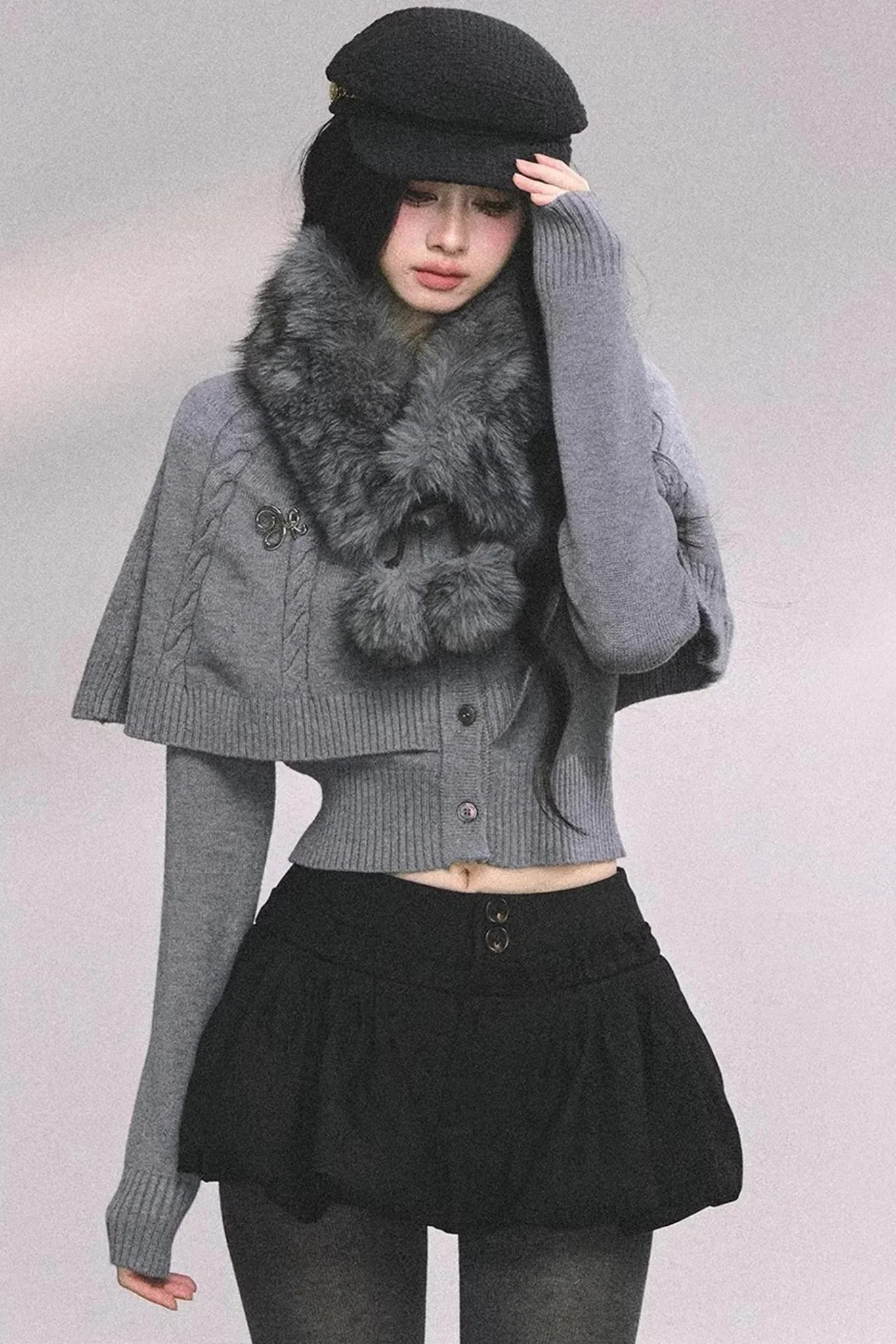 Cable Knit Cape Sweater
