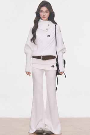 Cable Knit Waist-Cinching Sweater Set-Up
