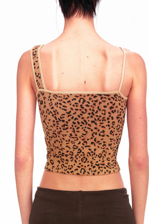 Camouflage Leopard Print Asymmetrical Metal Buckle Camisole