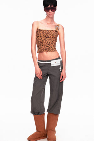Camouflage Leopard Print Asymmetrical Metal Buckle Camisole
