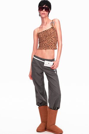 Camouflage Leopard Print Asymmetrical Metal Buckle Camisole