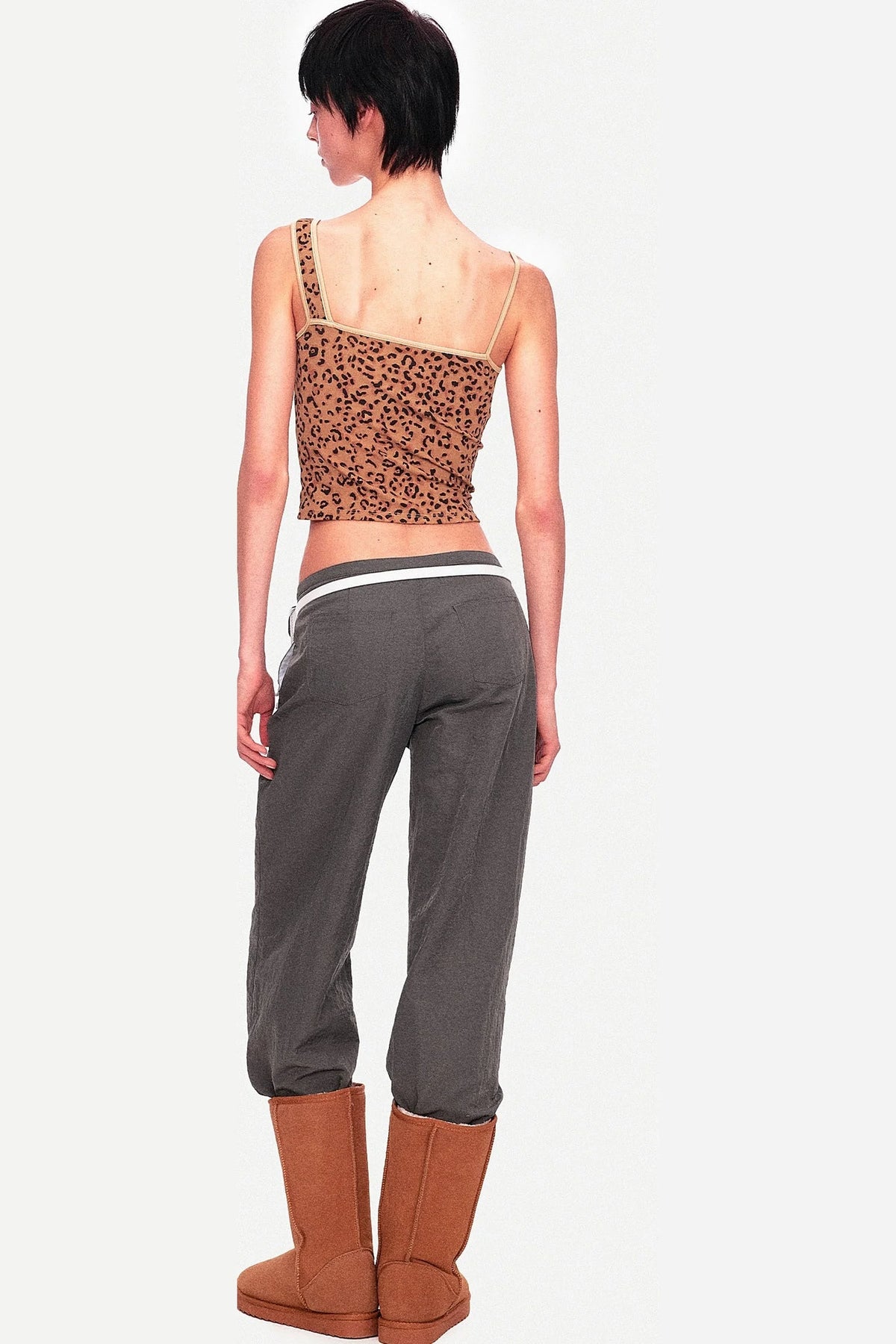 Camouflage Leopard Print Asymmetrical Metal Buckle Camisole