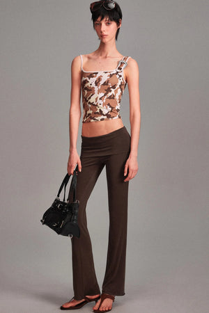 Camouflage Leopard Print Asymmetrical Metal Buckle Camisole