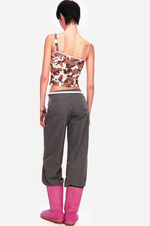 Camouflage Leopard Print Asymmetrical Metal Buckle Camisole