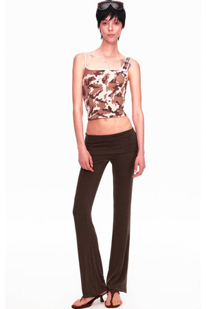 Camouflage Leopard Print Asymmetrical Metal Buckle Camisole