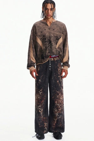 Camouflage Patchwork Half-Zip Top