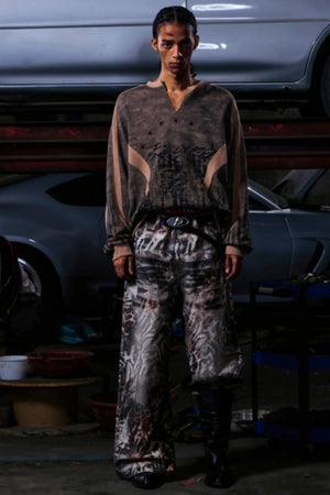 Camouflage Patchwork Half-Zip Top