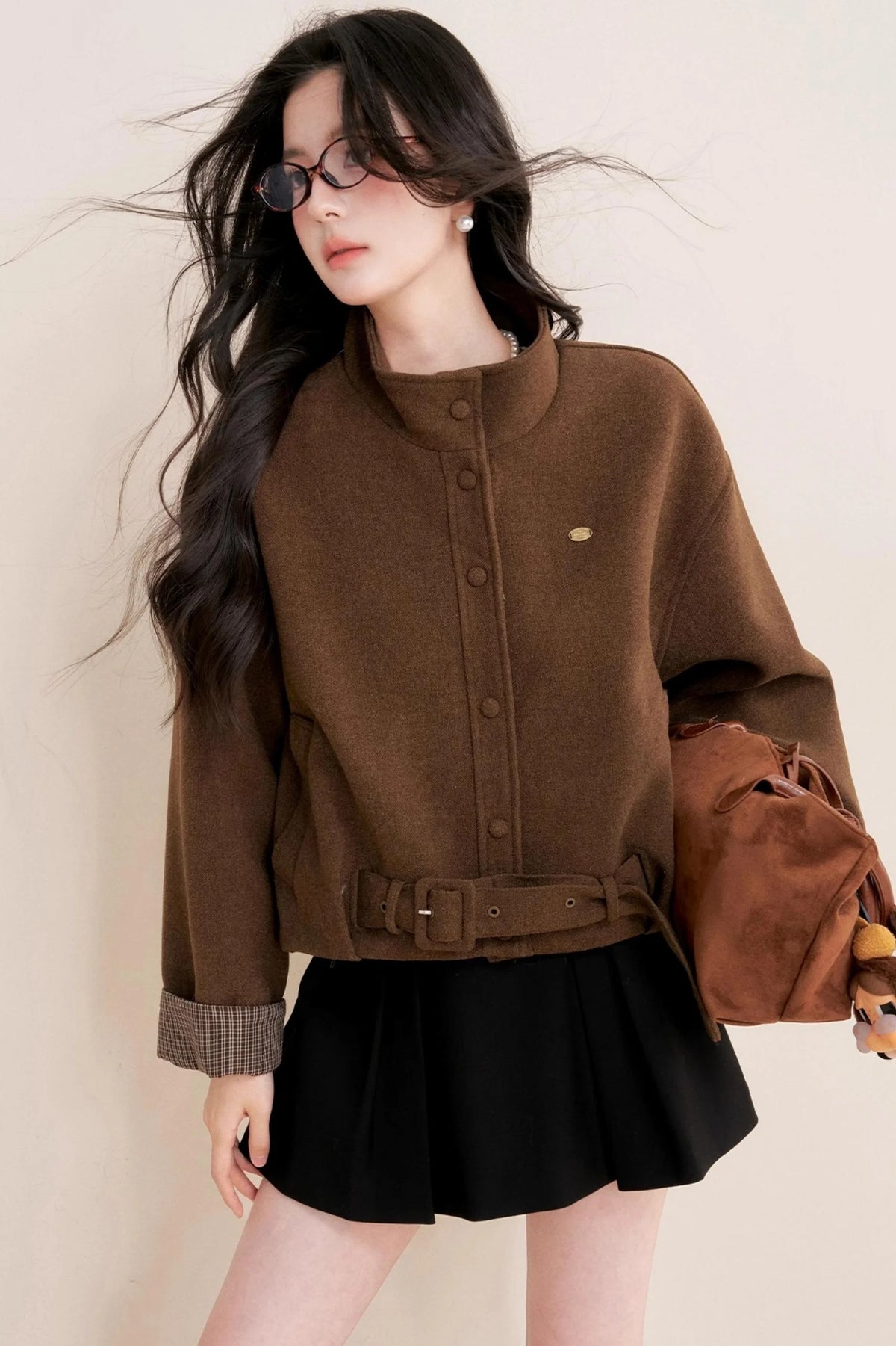 Caramel Check Woolen Jacket