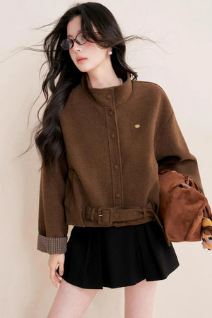 Caramel Check Woolen Jacket