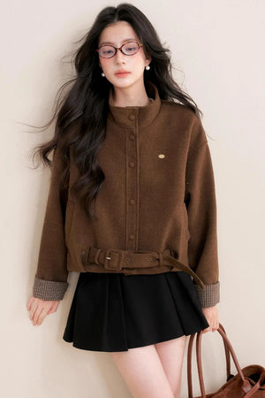 Caramel Check Woolen Jacket