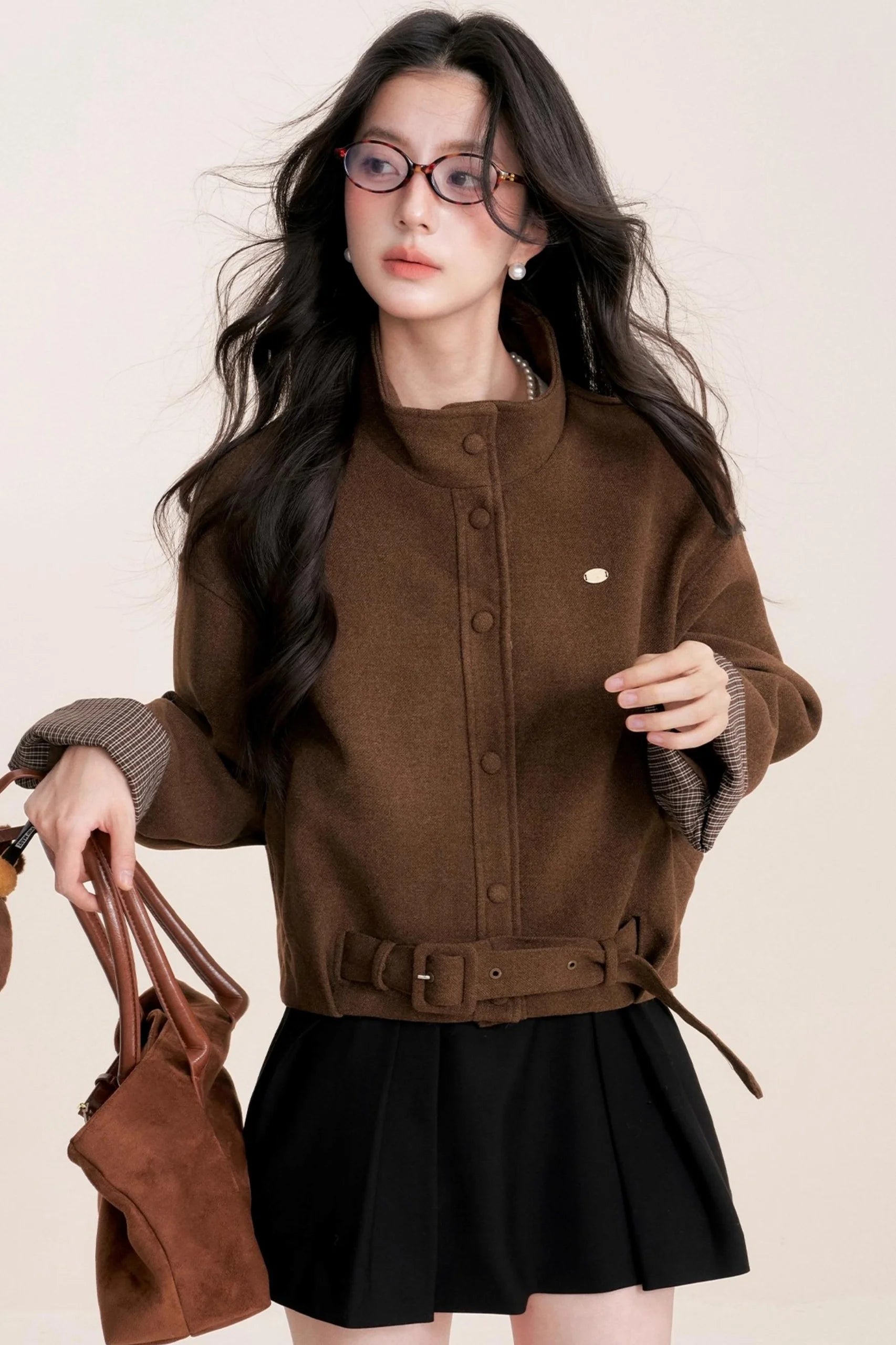 Caramel Check Woolen Jacket