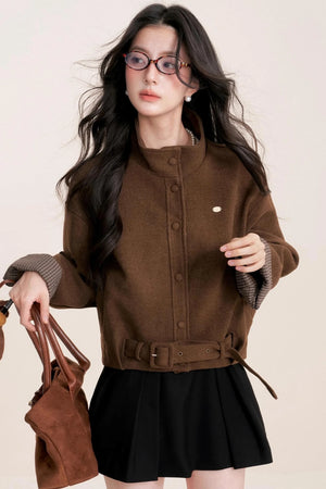 Caramel Check Woolen Jacket