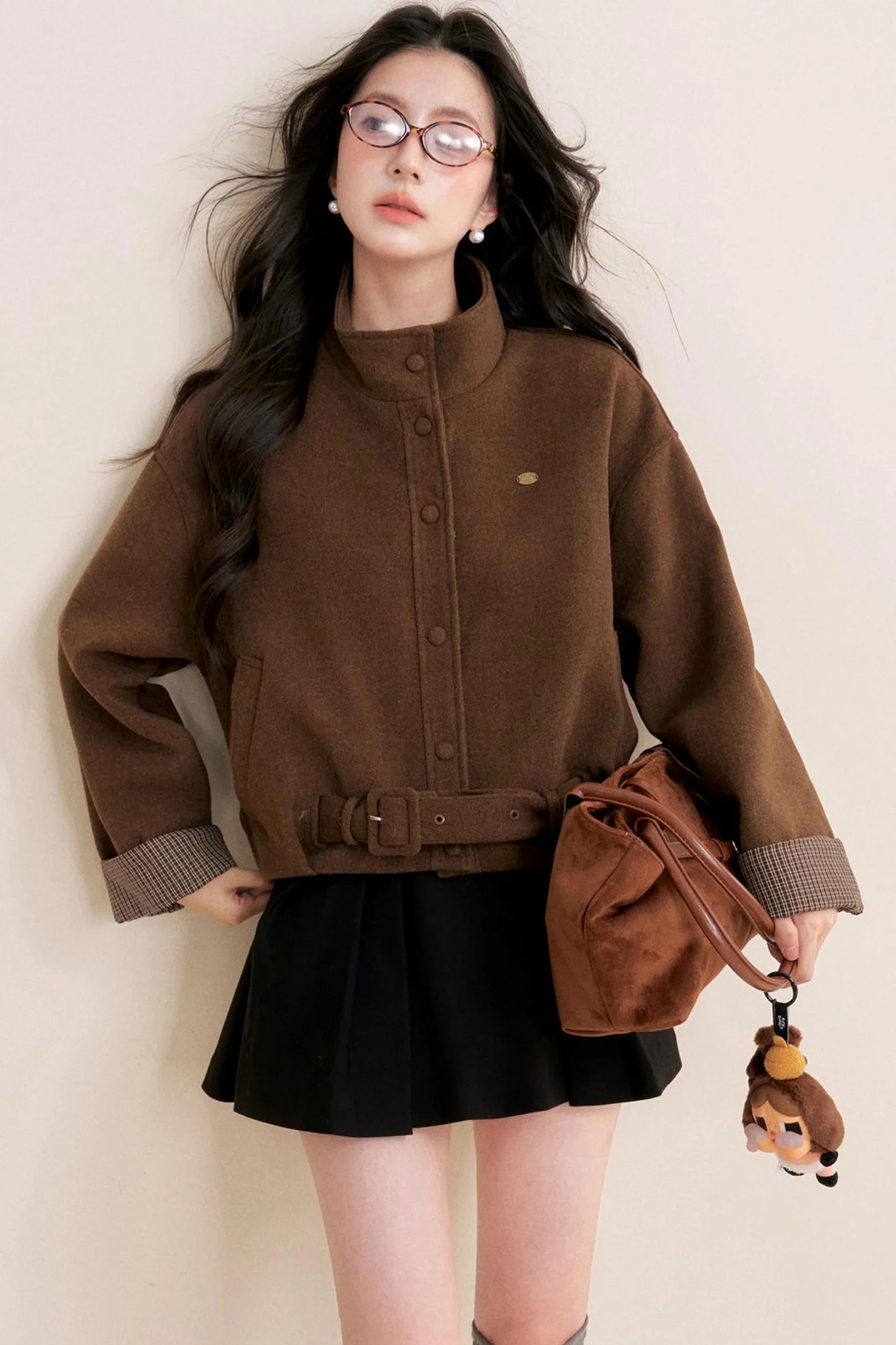 Caramel Check Woolen Jacket