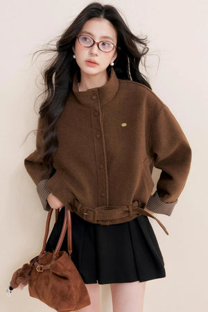 Caramel Check Woolen Jacket