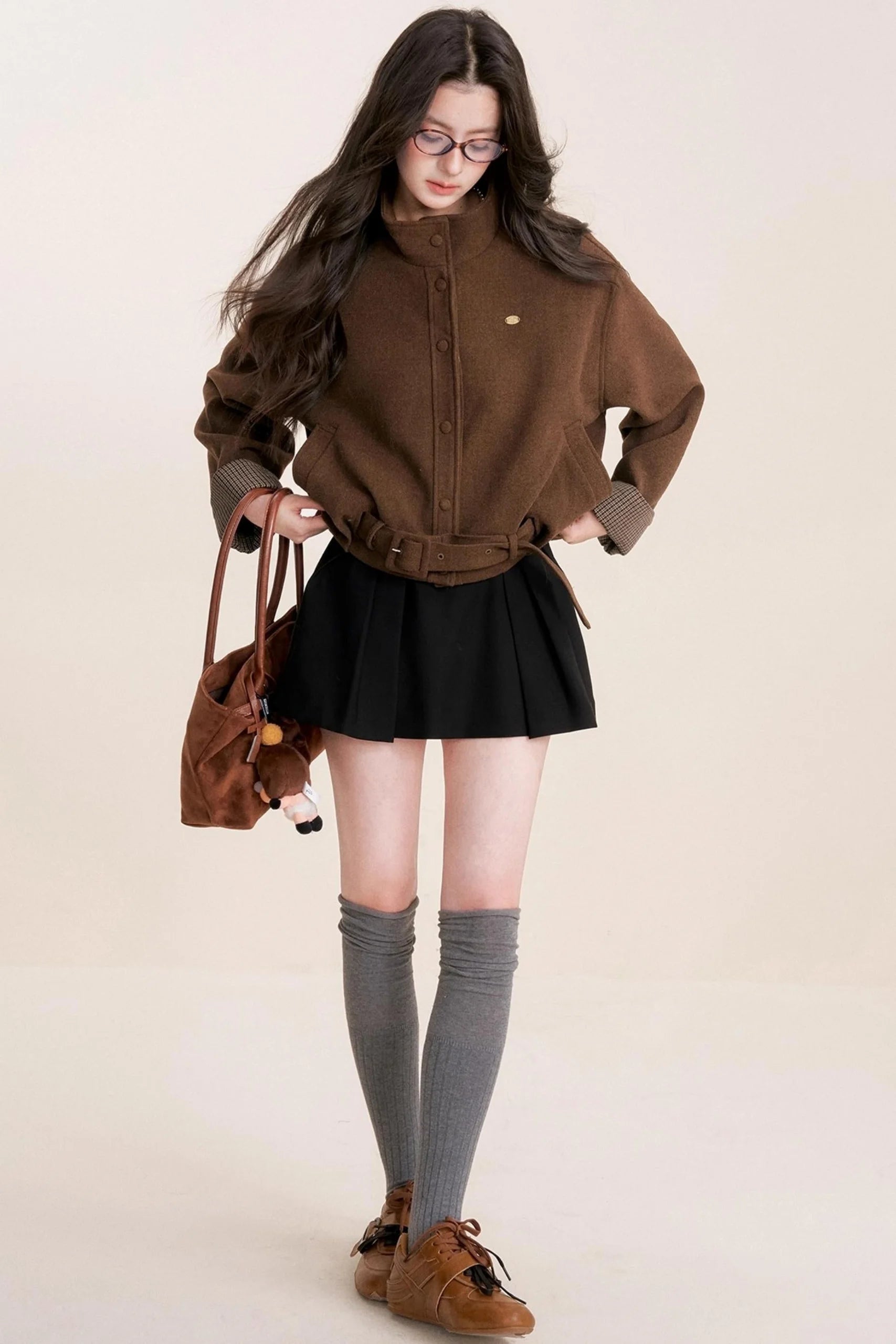 Caramel Check Woolen Jacket