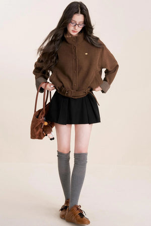 Caramel Check Woolen Jacket