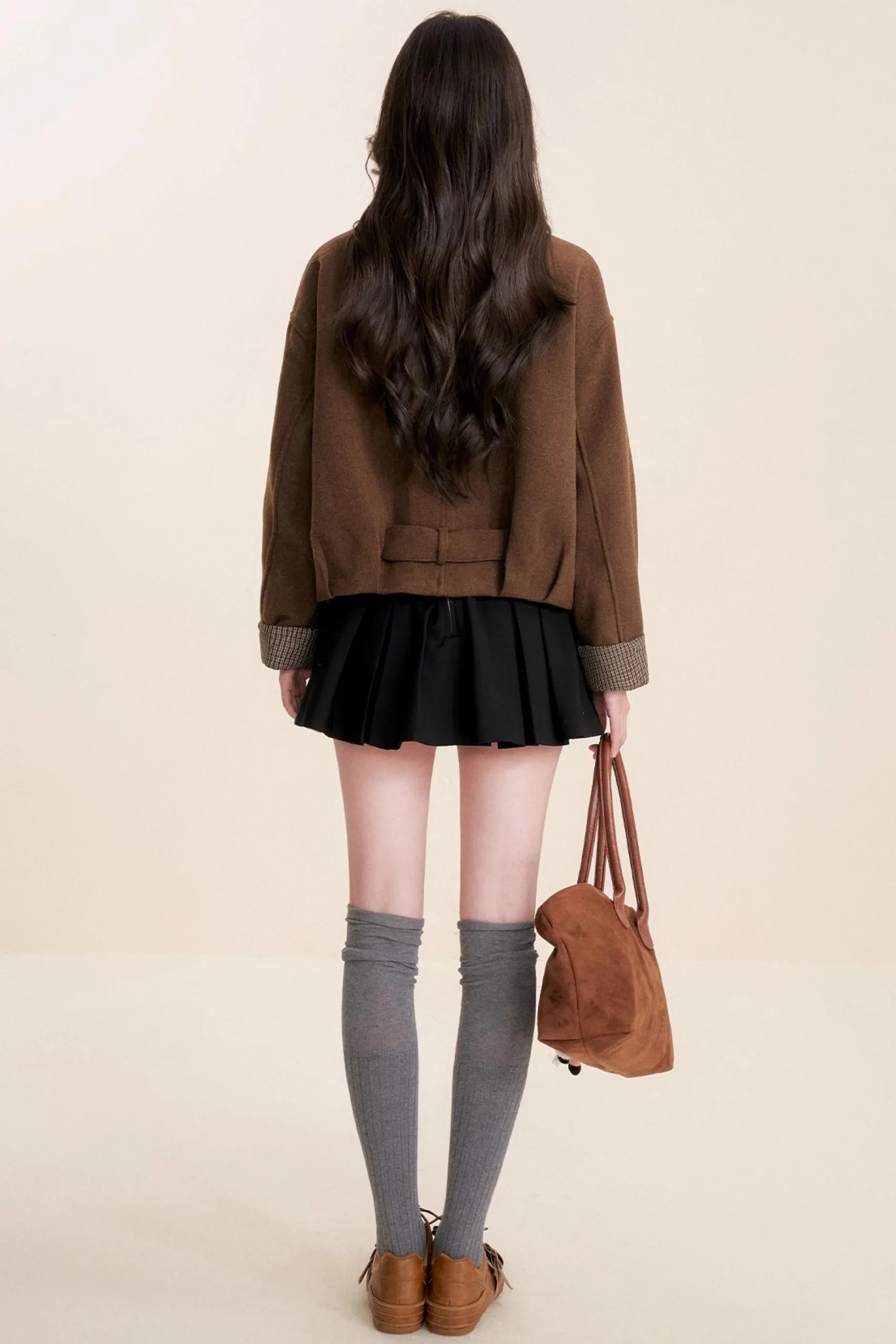 Caramel Check Woolen Jacket