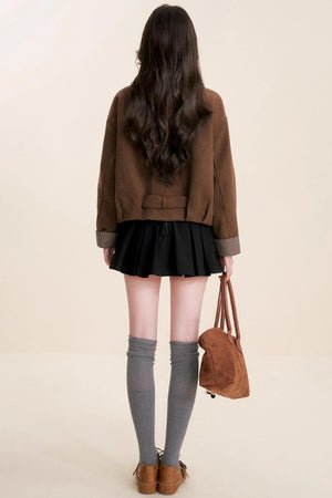 Caramel Check Woolen Jacket
