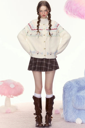 Caramel Cookies Retro Checked Pleated Skirt