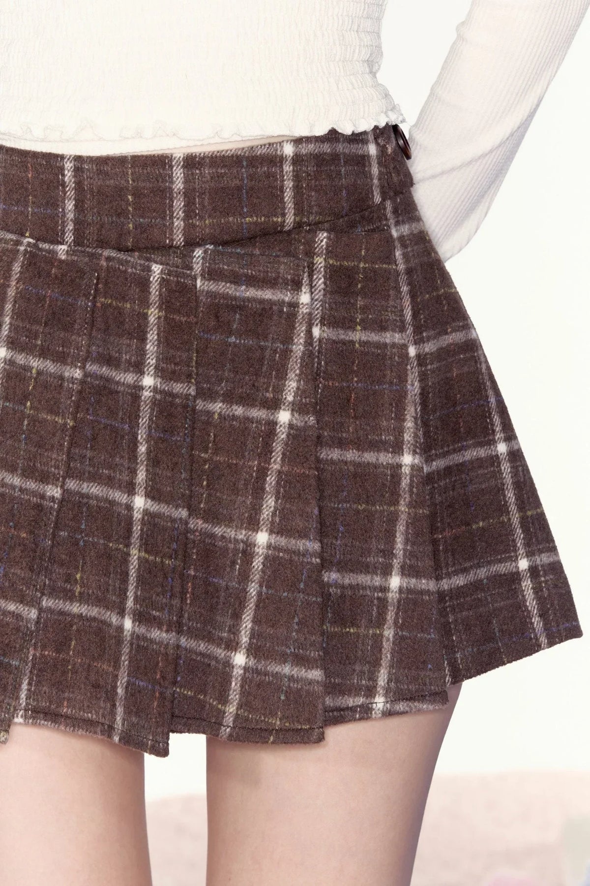 Caramel Cookies Retro Checked Pleated Skirt