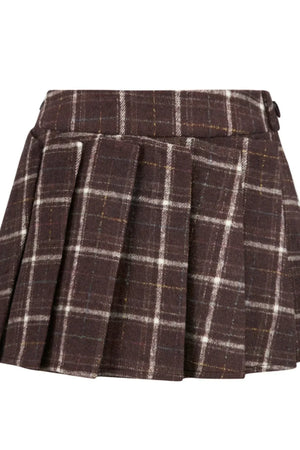 Caramel Cookies Retro Checked Pleated Skirt