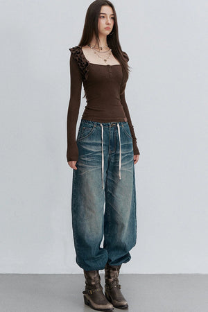 Caramel Pleated Knit Top