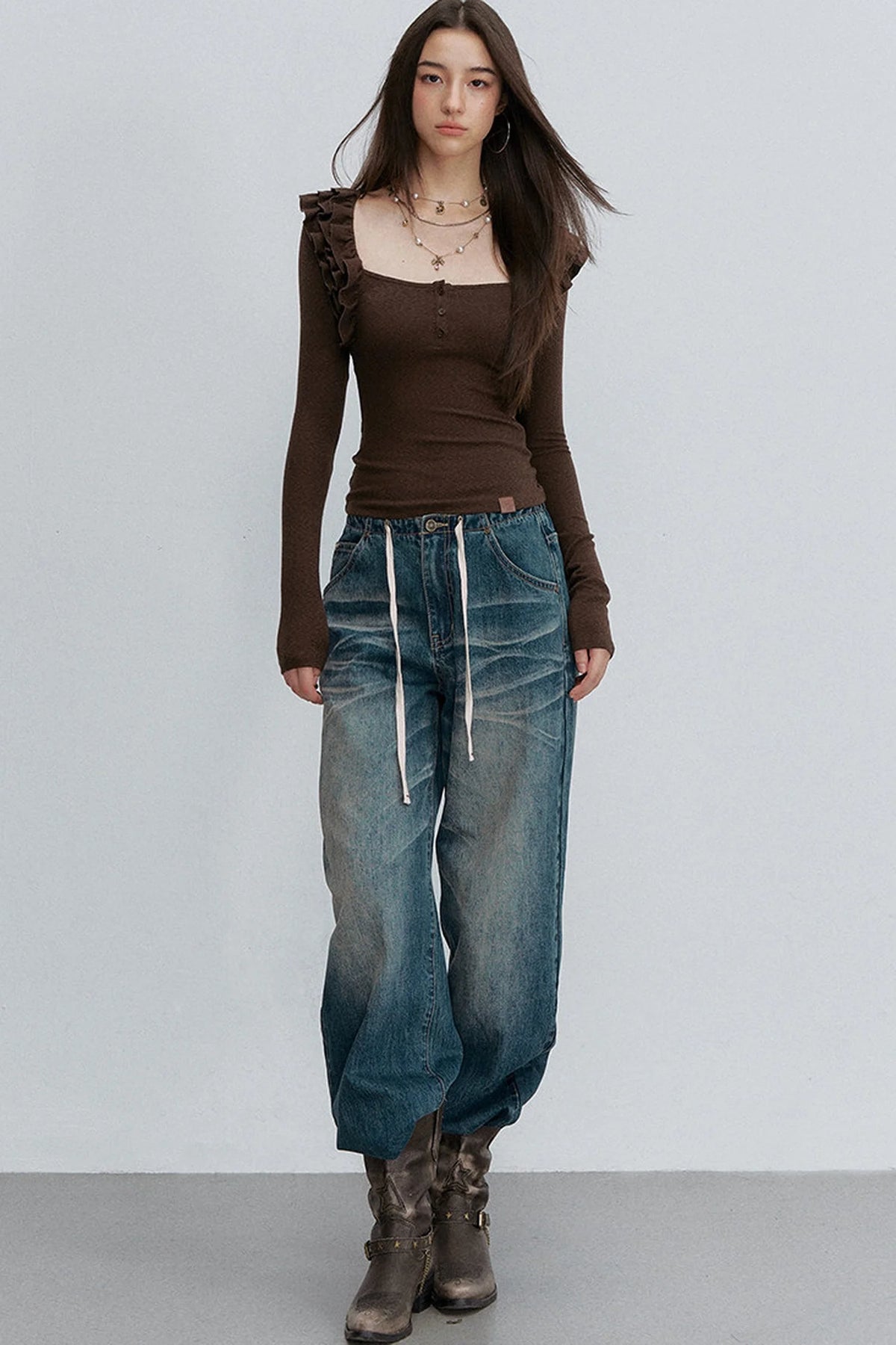Caramel Pleated Knit Top