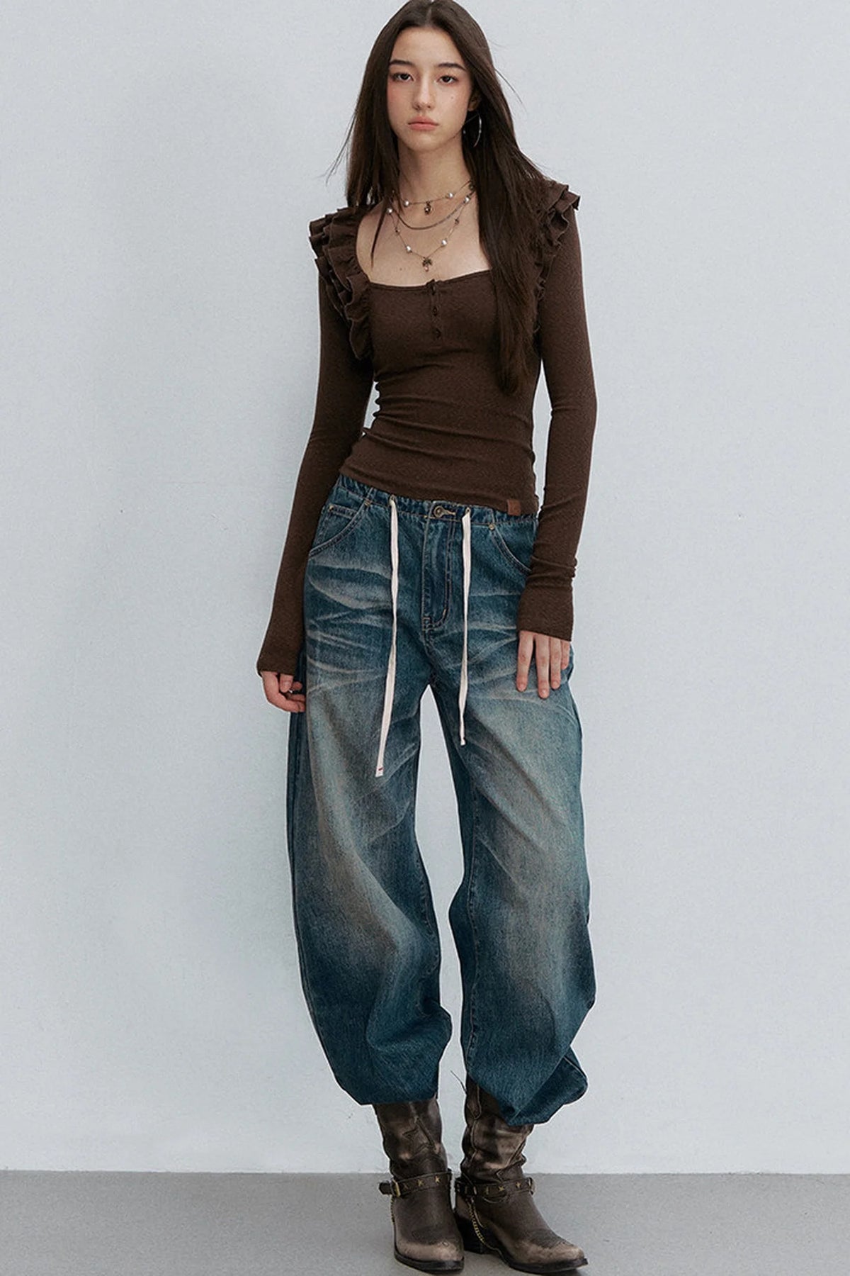 Caramel Pleated Knit Top