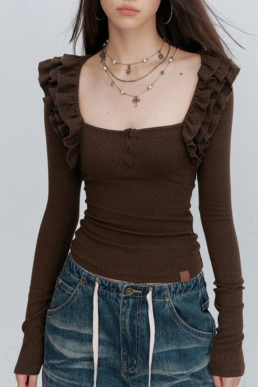 Caramel Pleated Knit Top