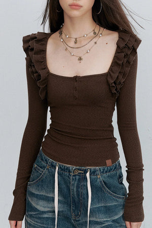 Caramel Pleated Knit Top