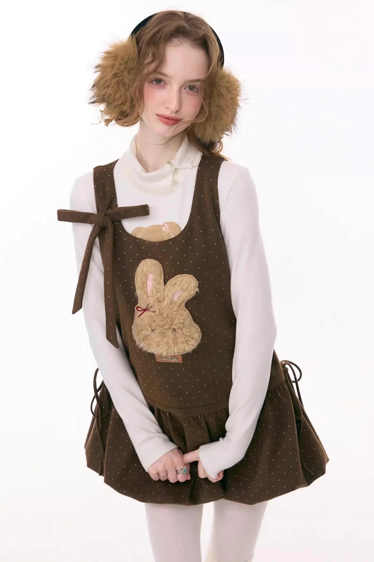 Caramel Polka Dot Vest Dress