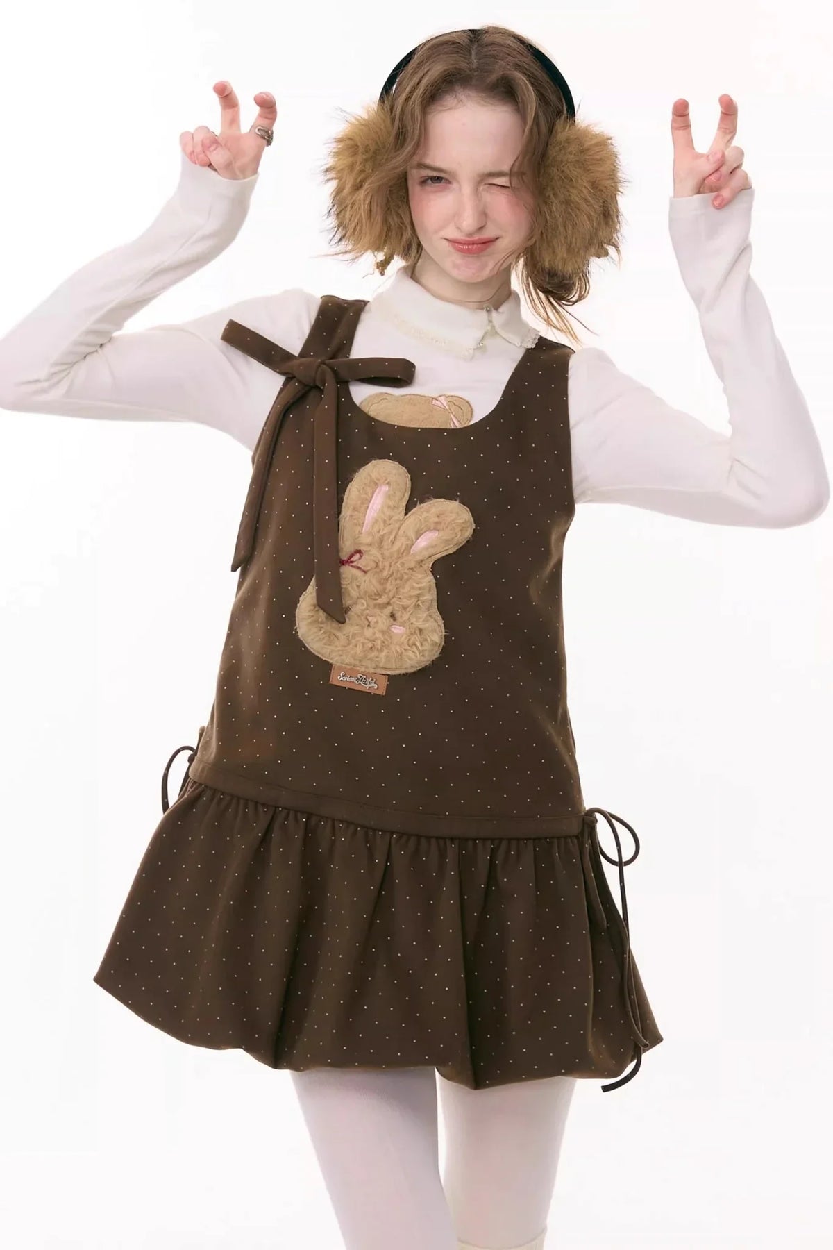 Caramel Polka Dot Vest Dress