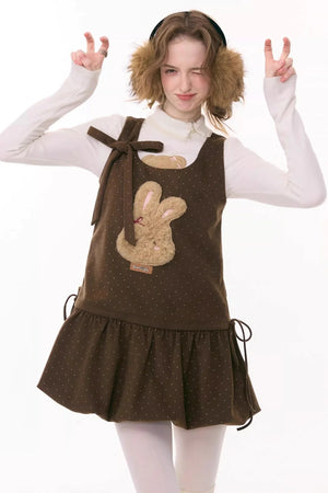 Caramel Polka Dot Vest Dress