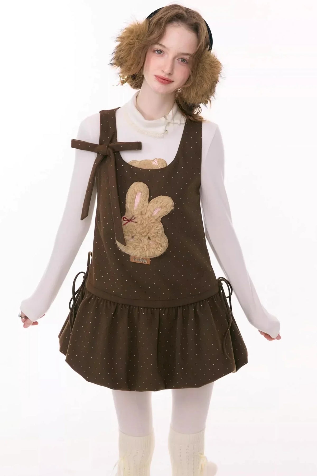 Caramel Polka Dot Vest Dress
