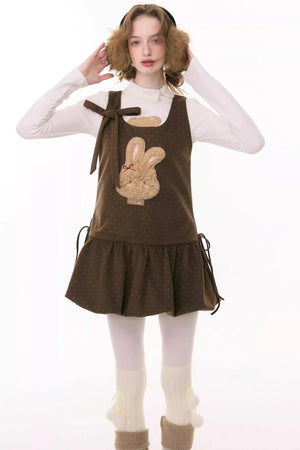 Caramel Polka Dot Vest Dress