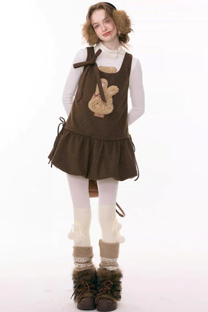 Caramel Polka Dot Vest Dress