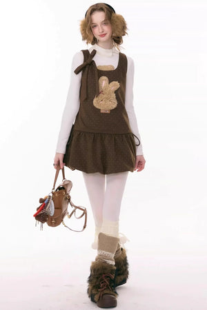 Caramel Polka Dot Vest Dress