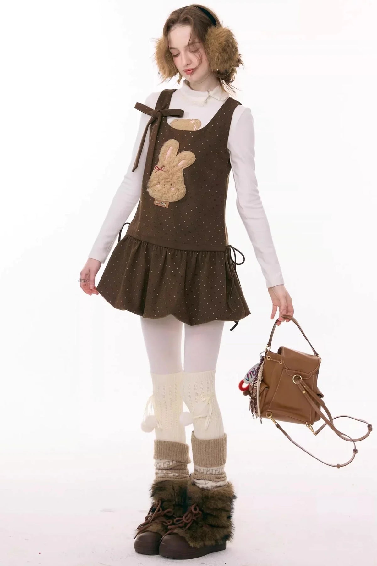 Caramel Polka Dot Vest Dress