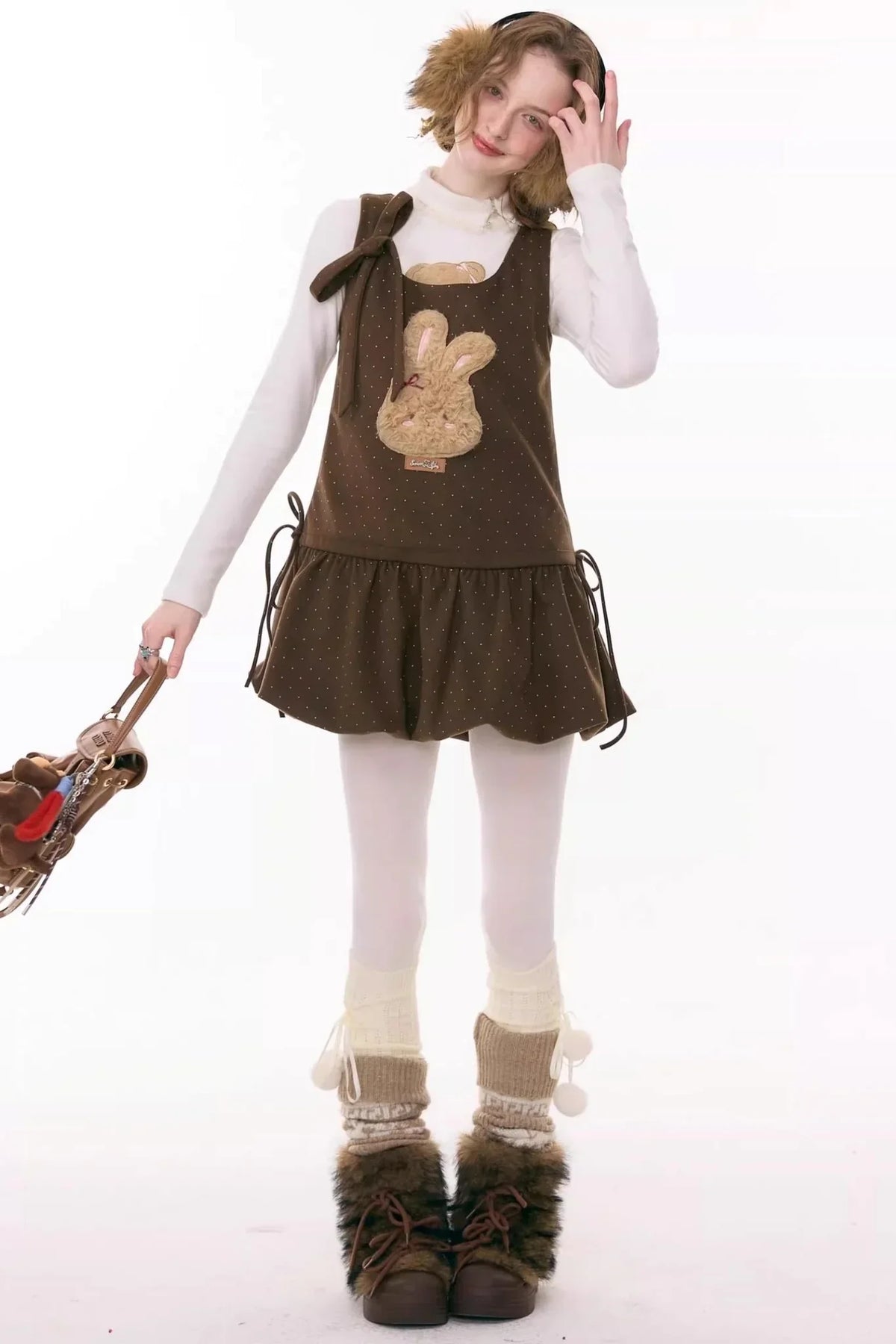 Caramel Polka Dot Vest Dress