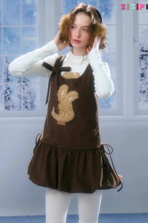 Caramel Polka Dot Vest Dress