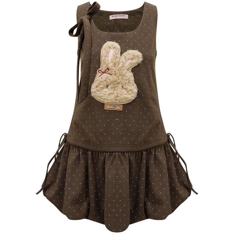 Caramel Polka Dot Vest Dress