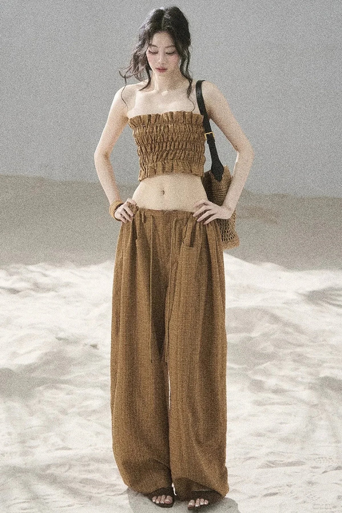 Caramel Twilight Ruched Top Set-Up