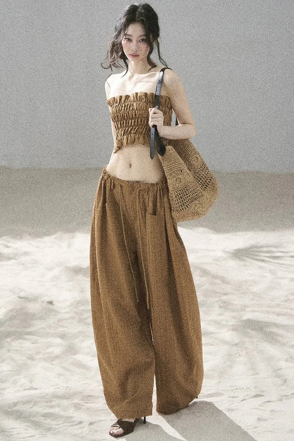 Caramel Twilight Ruched Top Set-Up
