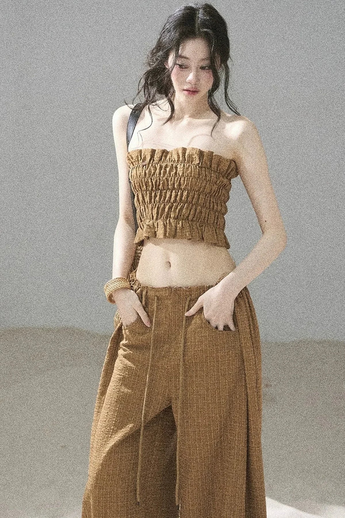 Caramel Twilight Ruched Top Set-Up