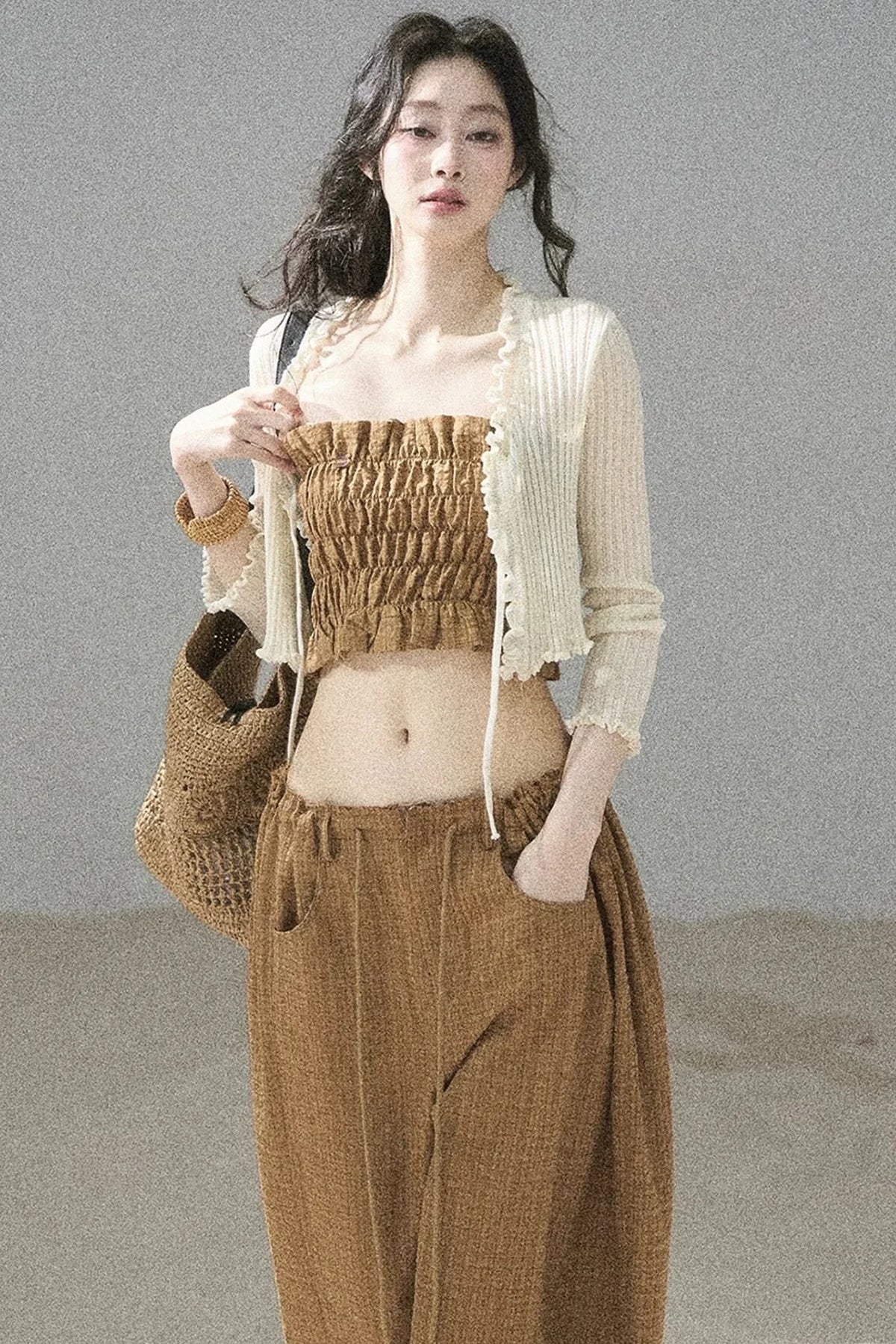Caramel Twilight Ruched Top Set-Up