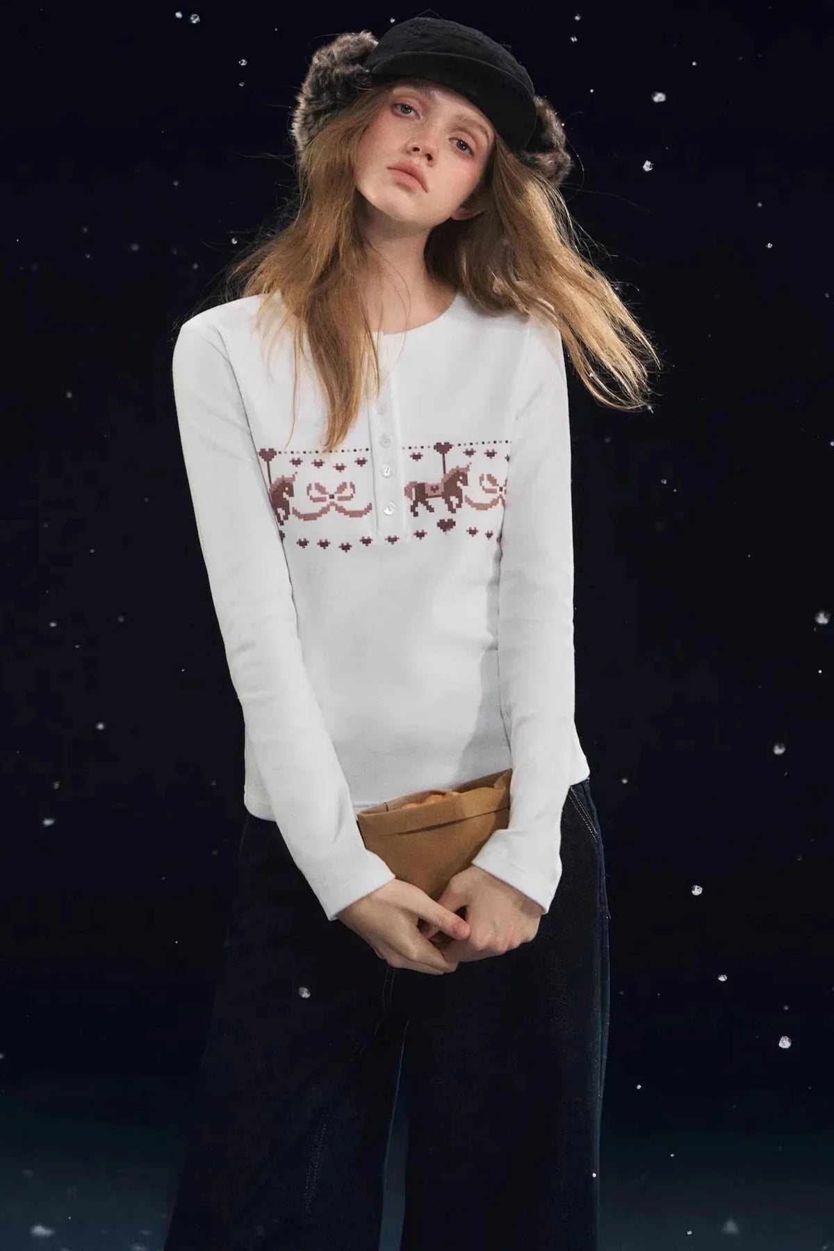 Carousel Print Velvet Top