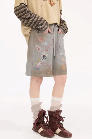 Cartoon Animal Distressed Pants